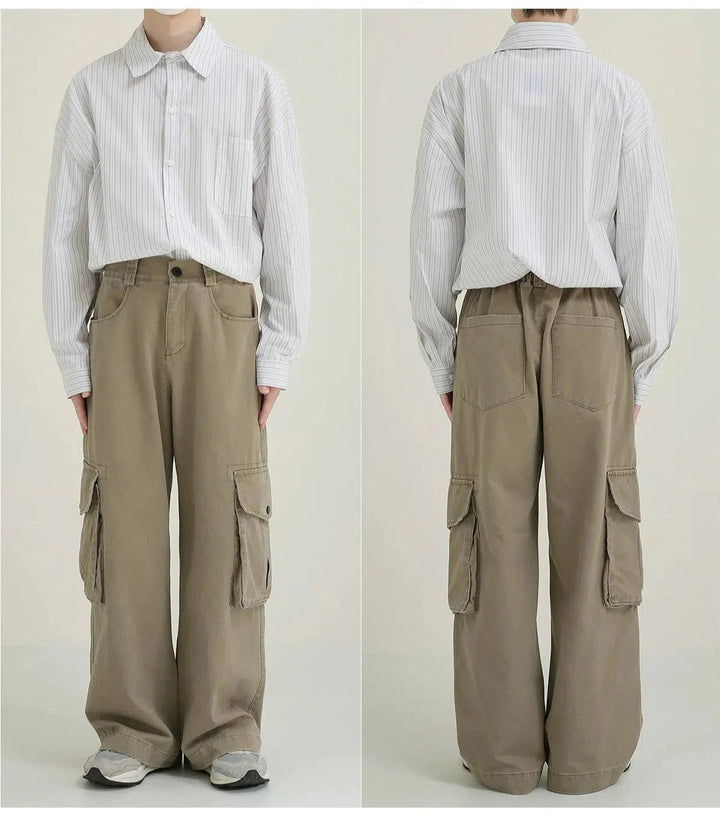 Elastic Waist Wide Leg Cargo Pants