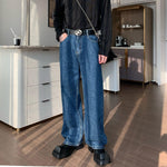 Elastic Waist Wide Leg Straight Jeans
