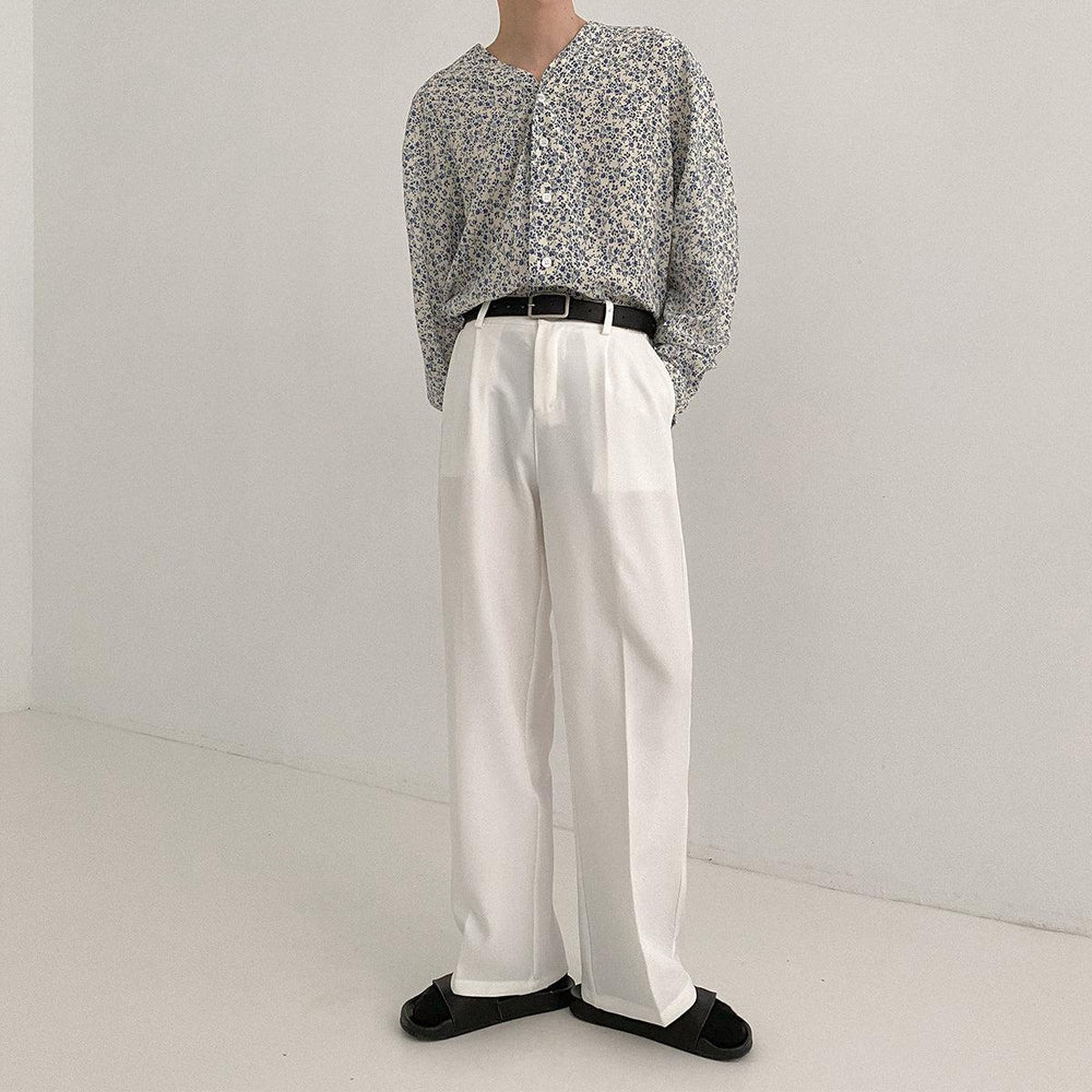 Elastic Waist Wide-leg Casual Suit Pants