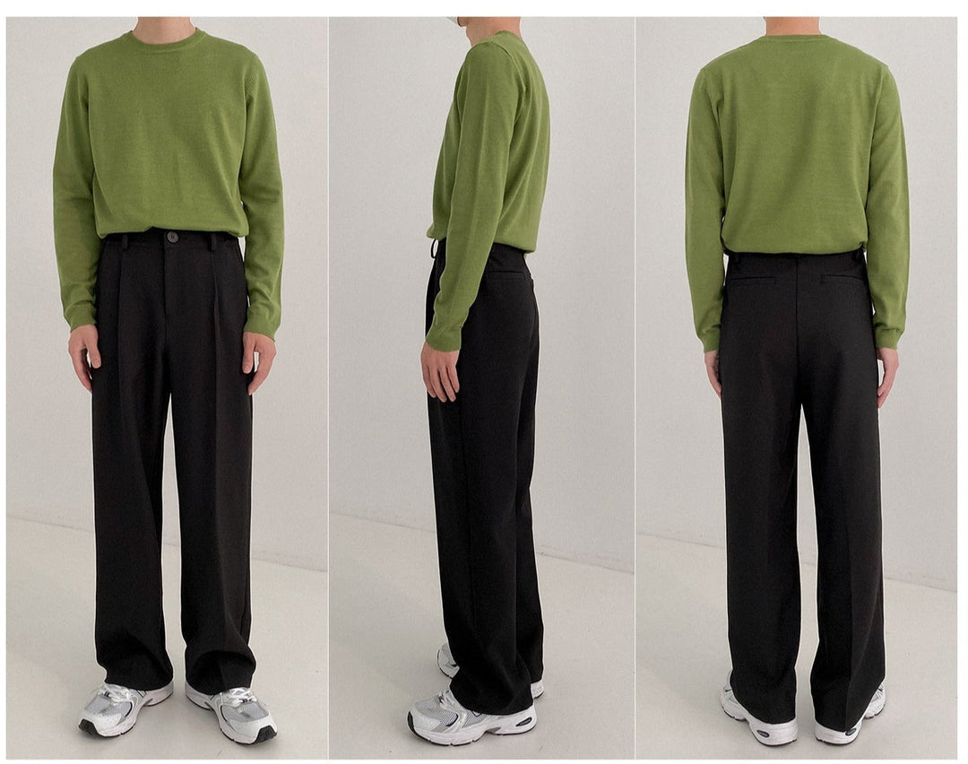 Elastic Waist Wide-leg Casual Suit Pants