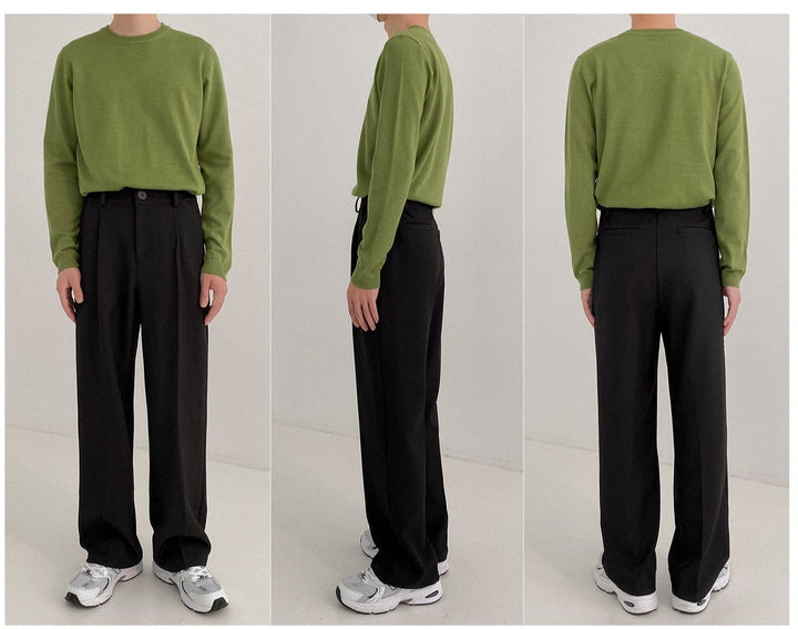 Elastic Waist Wide-leg Casual Suit Pants