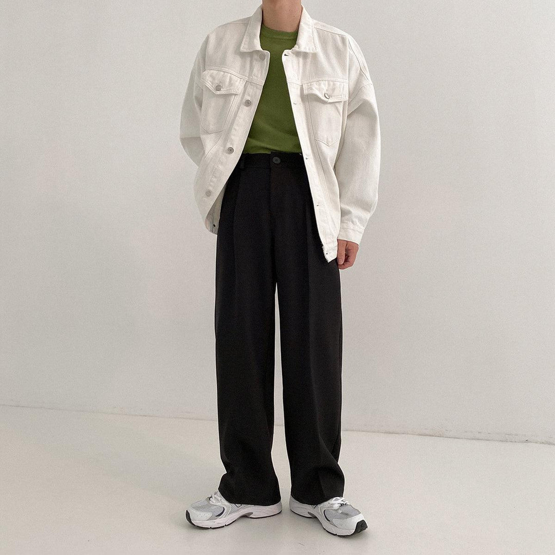 Elastic Waist Wide-leg Casual Suit Pants