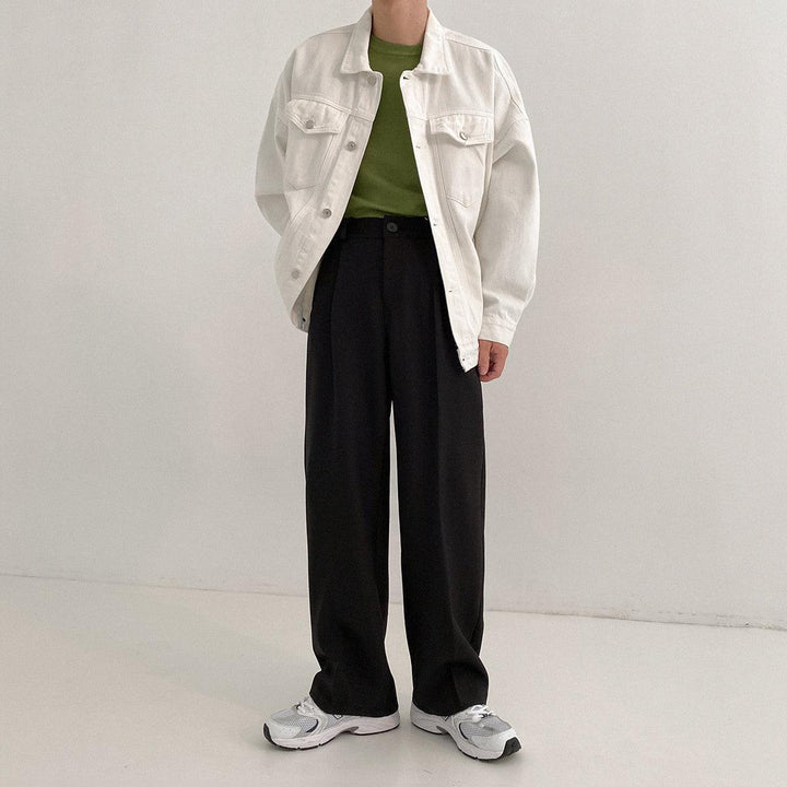 Elastic Waist Wide-leg Casual Suit Pants