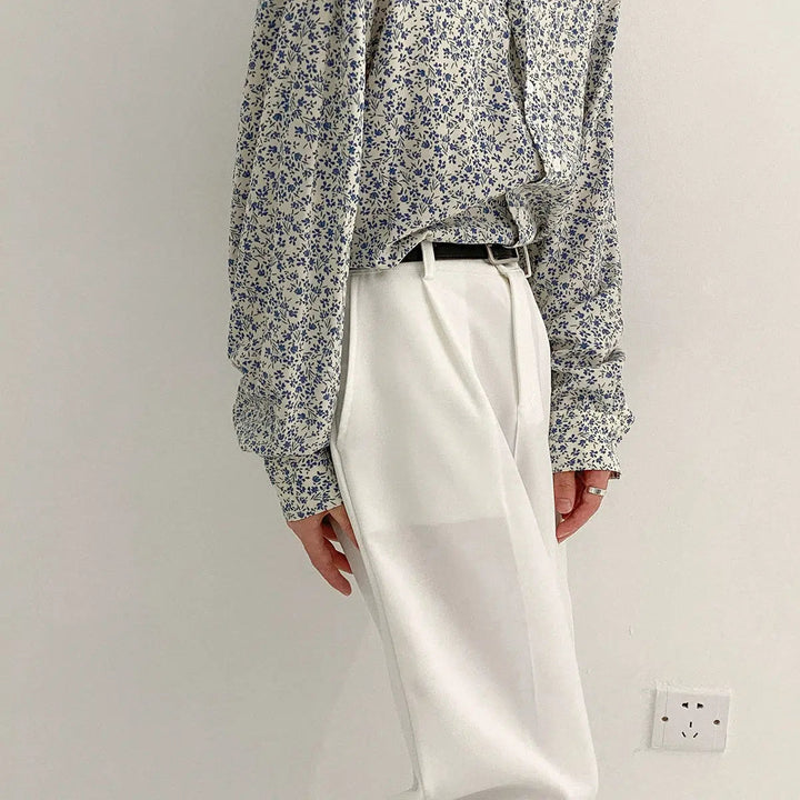 Elastic Waist Wide-leg Casual Suit Pants