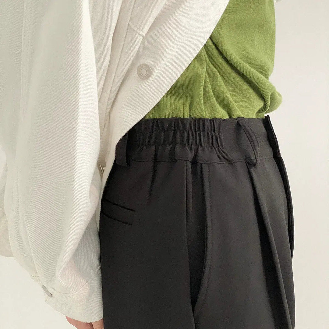 Elastic Waist Wide-leg Casual Suit Pants