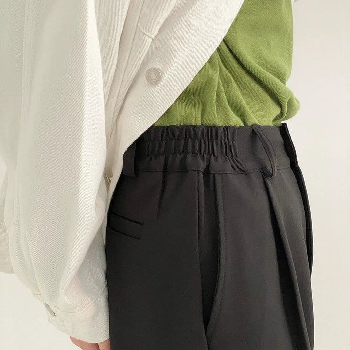 Elastic Waist Wide-leg Casual Suit Pants