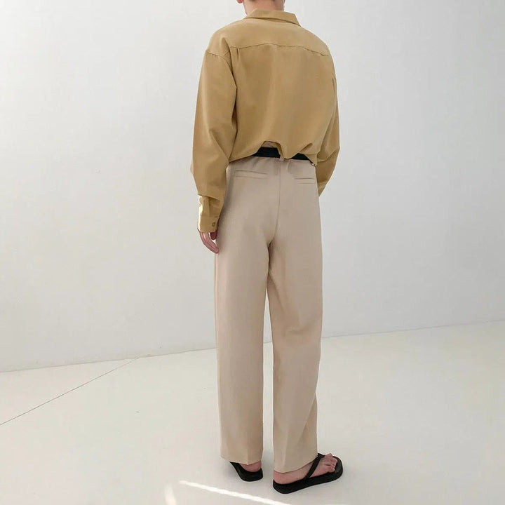 Elastic Waist Wide-leg Casual Suit Pants