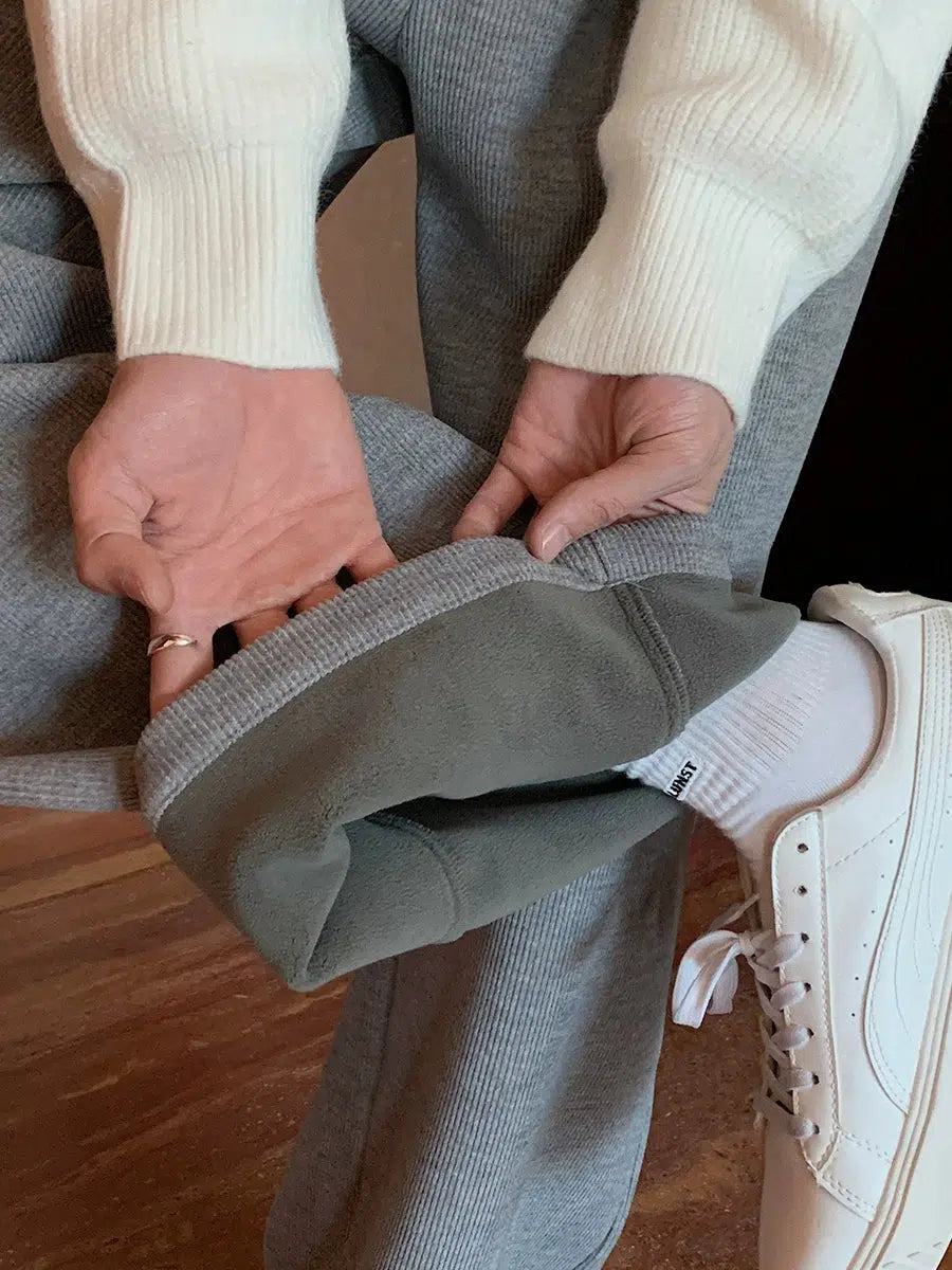 Elastic Waist Wide-leg Velvet Pants