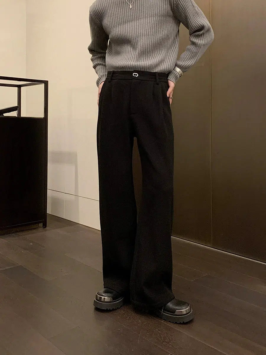 Elastic Waist Wide-leg Velvet Pants