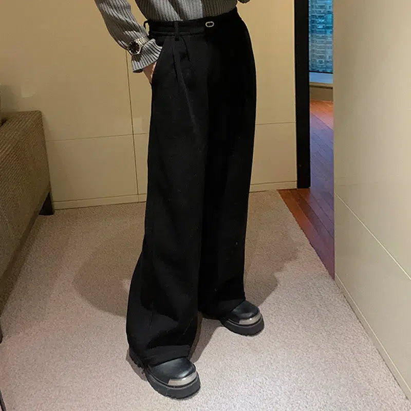 Elastic Waist Wide-leg Velvet Pants