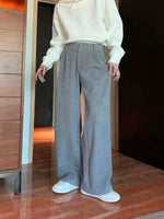 Elastic Waist Wide-leg Velvet Pants