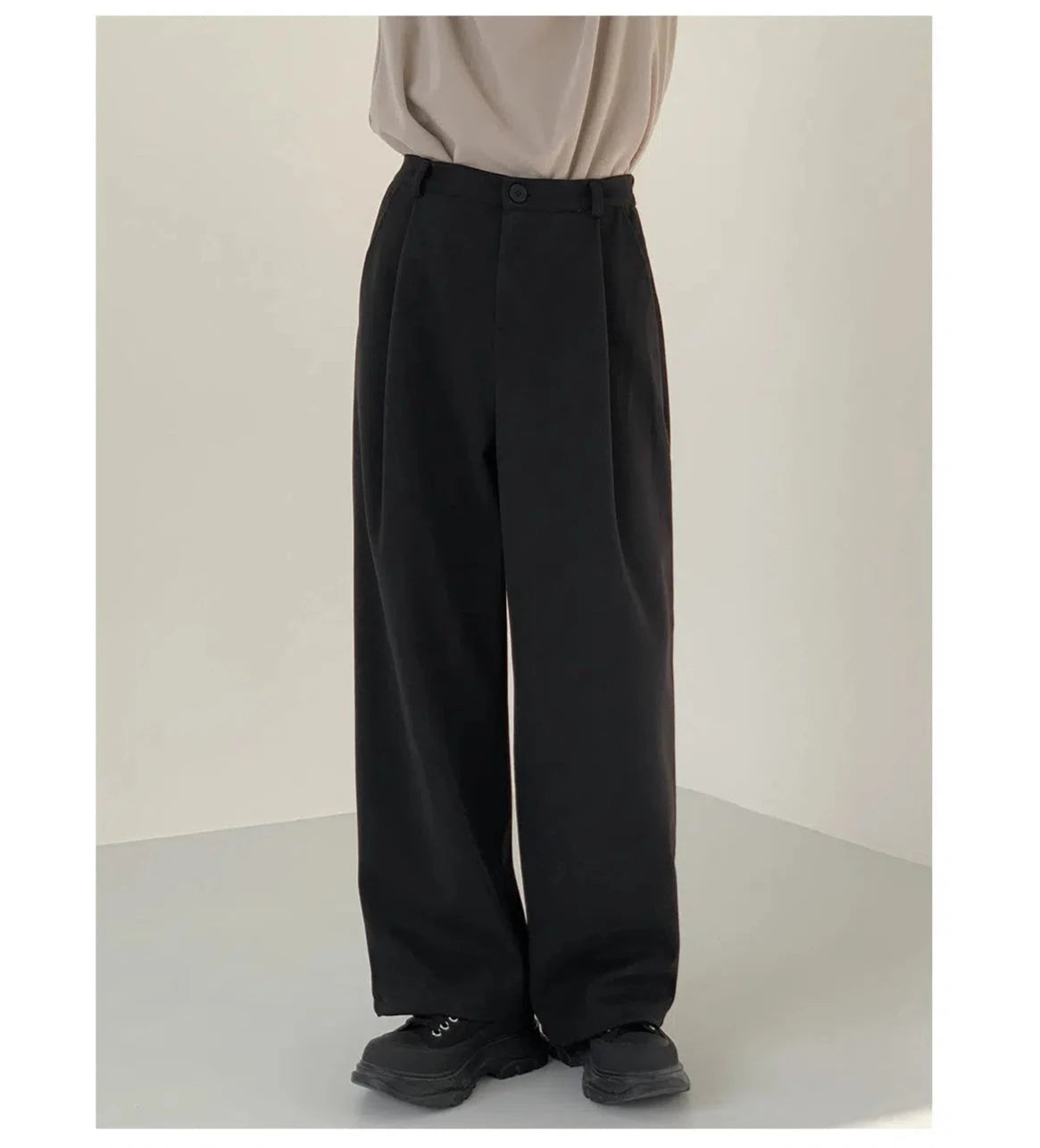 Elastic Waist Woolen Casual Pants