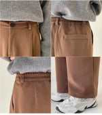 Elastic Waist Woolen Casual Pants