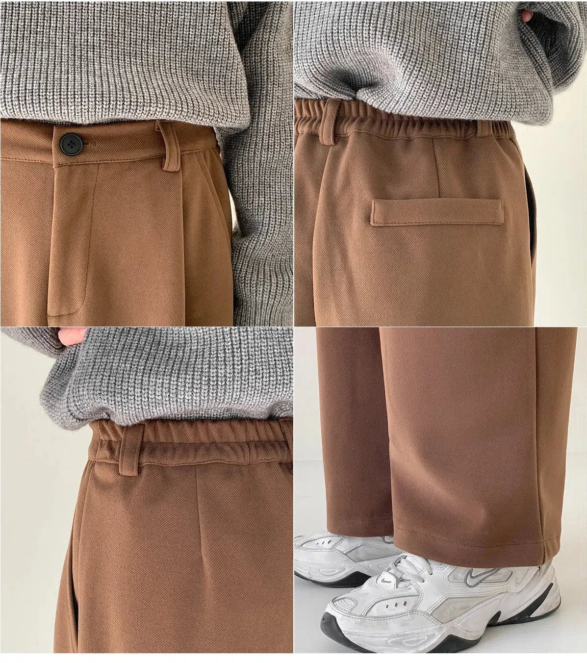 Elastic Waist Woolen Casual Pants