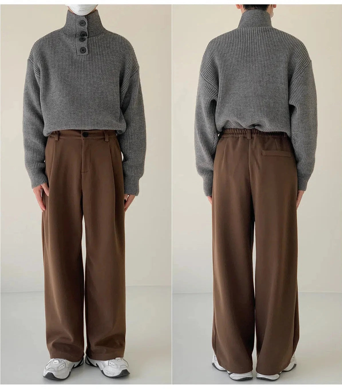 Elastic Waist Woolen Casual Pants