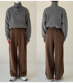 Elastic Waist Woolen Casual Pants