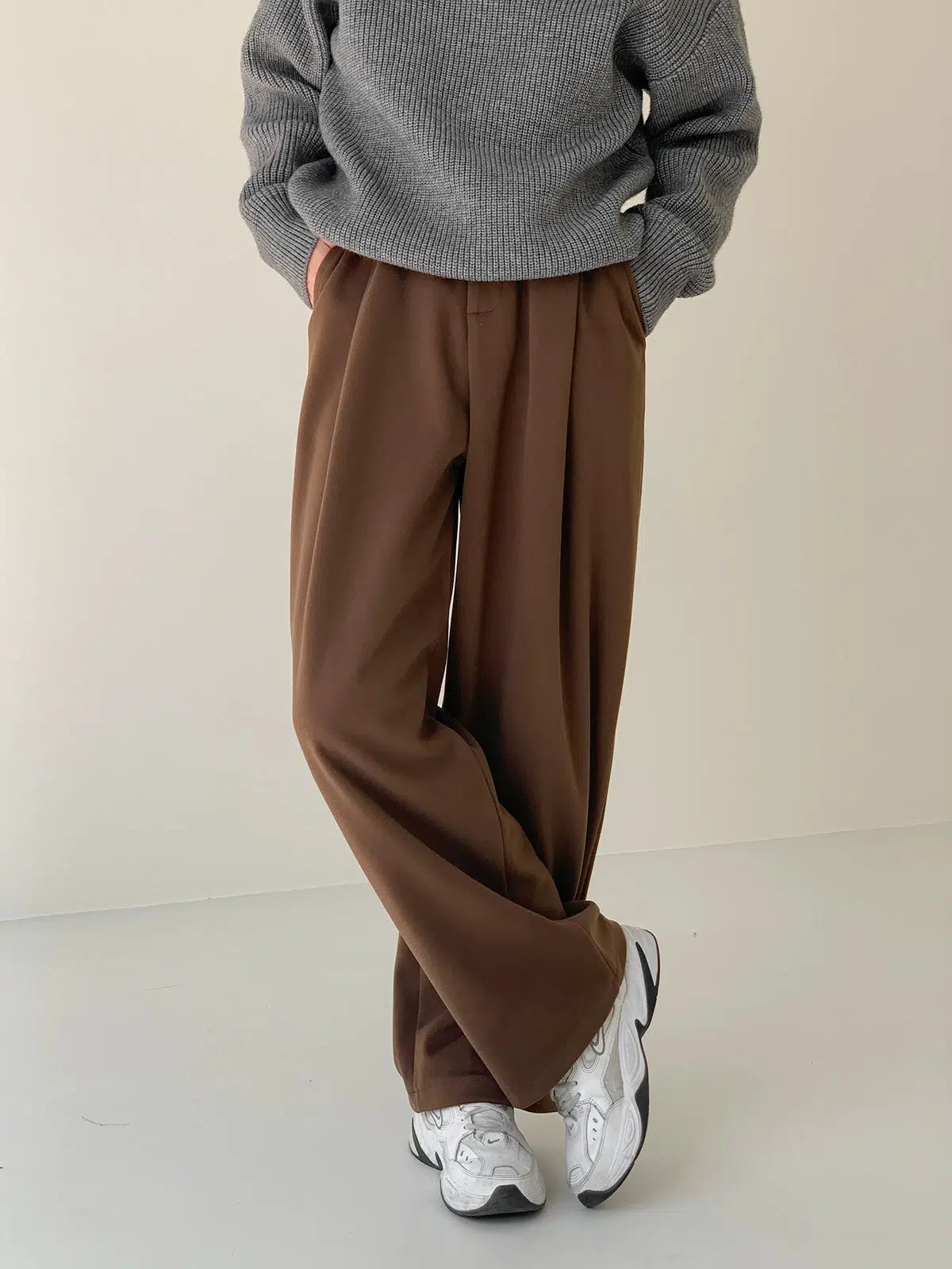 Elastic Waist Woolen Casual Pants