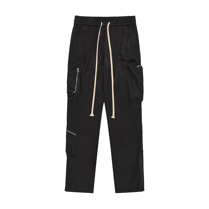 Elastic Waist Zipper Cargo Pants
