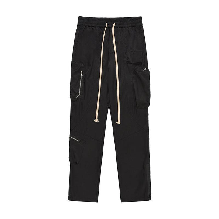 Elastic Waist Zipper Cargo Pants