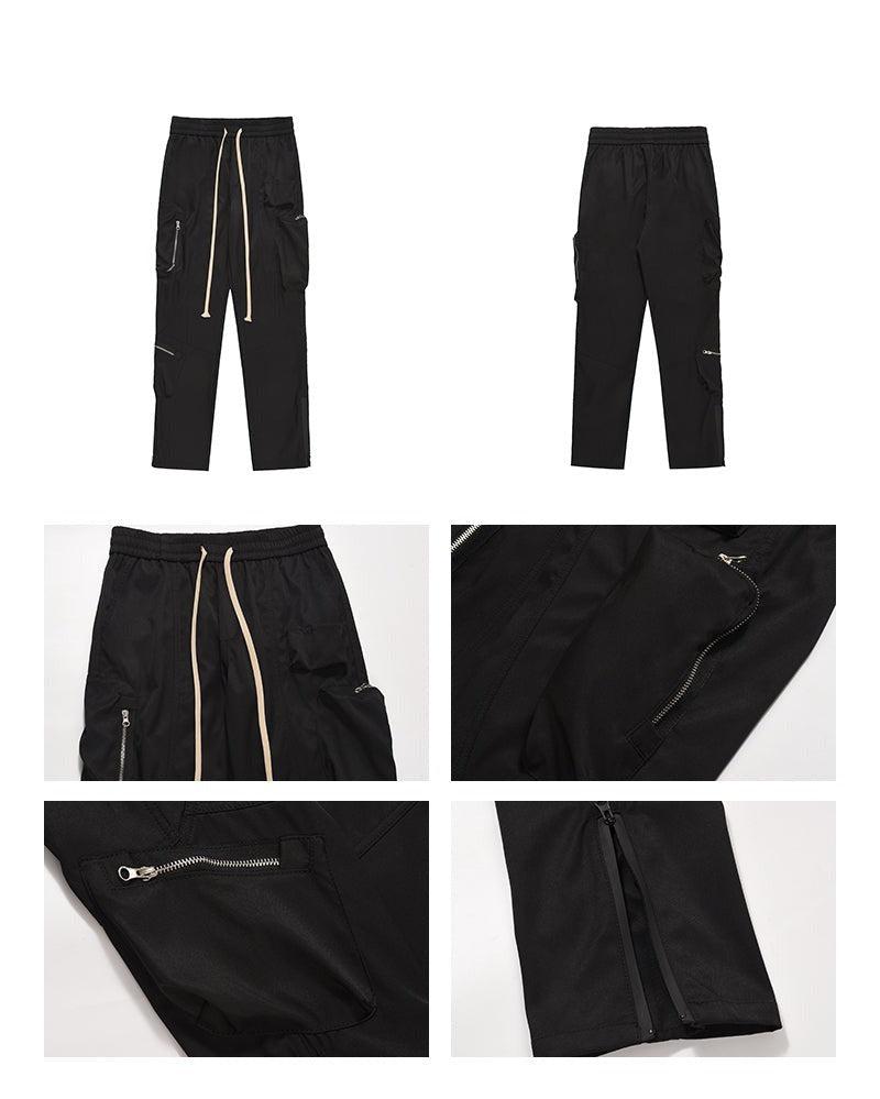 Elastic Waist Zipper Cargo Pants