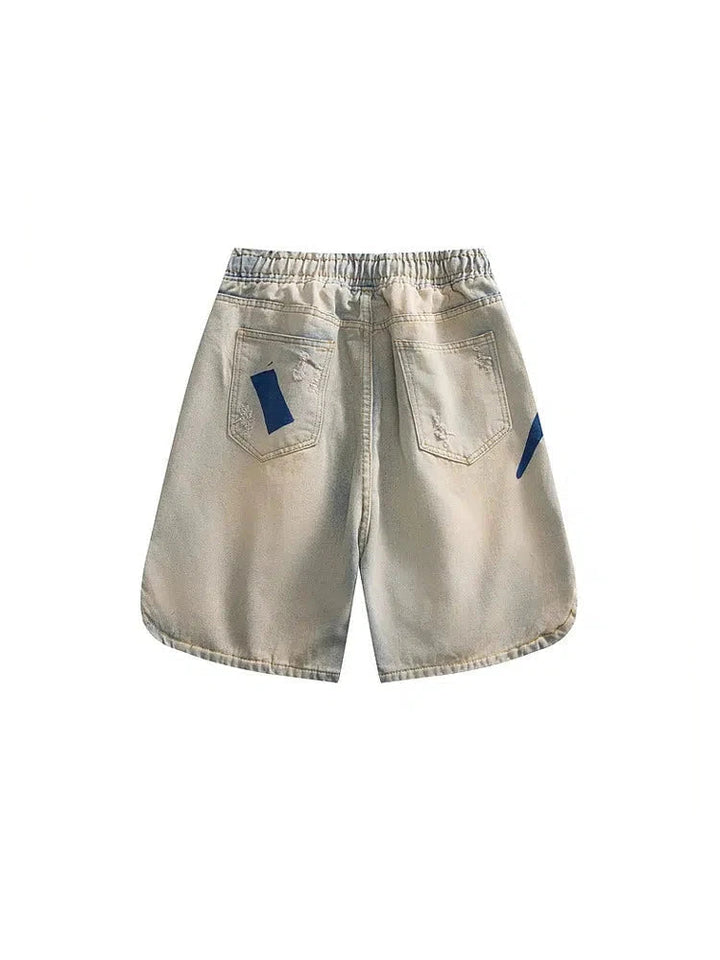 Elastic Waistband Denim Shorts
