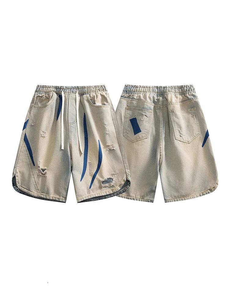 Elastic Waistband Denim Shorts