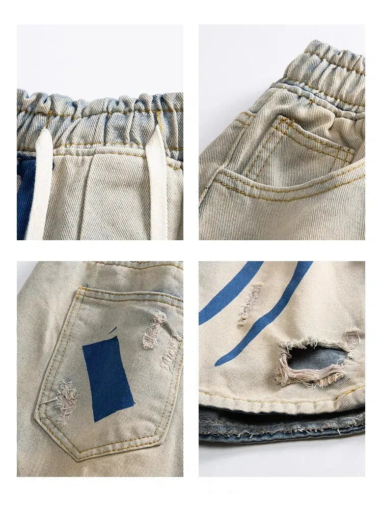 Elastic Waistband Denim Shorts