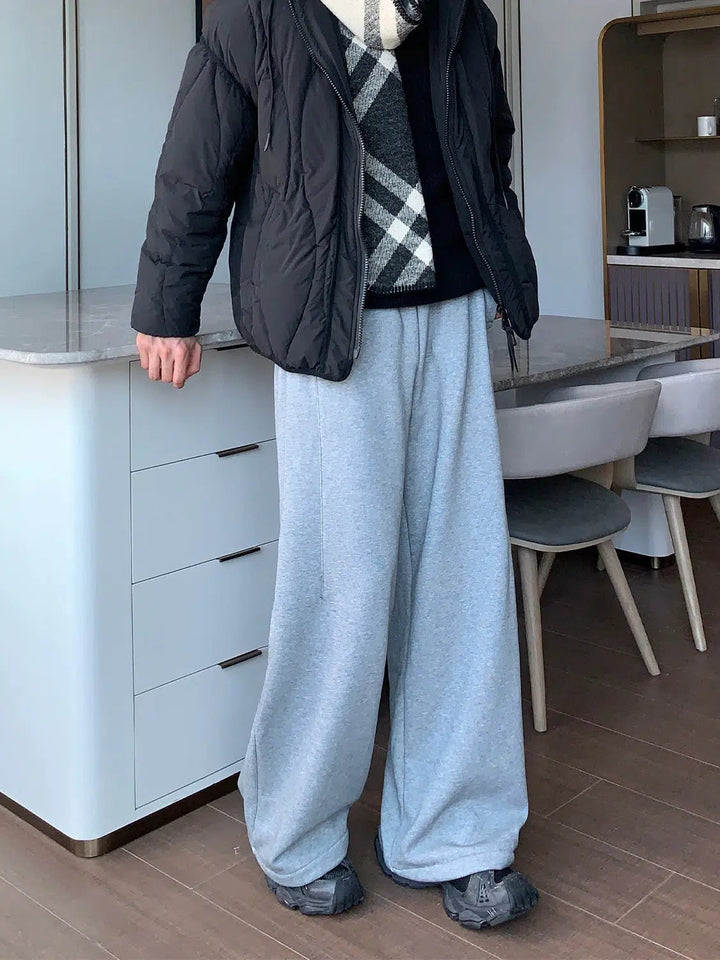Elastic Waistband Wide-Leg Casual Pants
