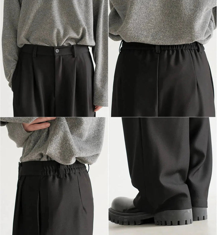 Elastic Waistband Wide-Leg Pants