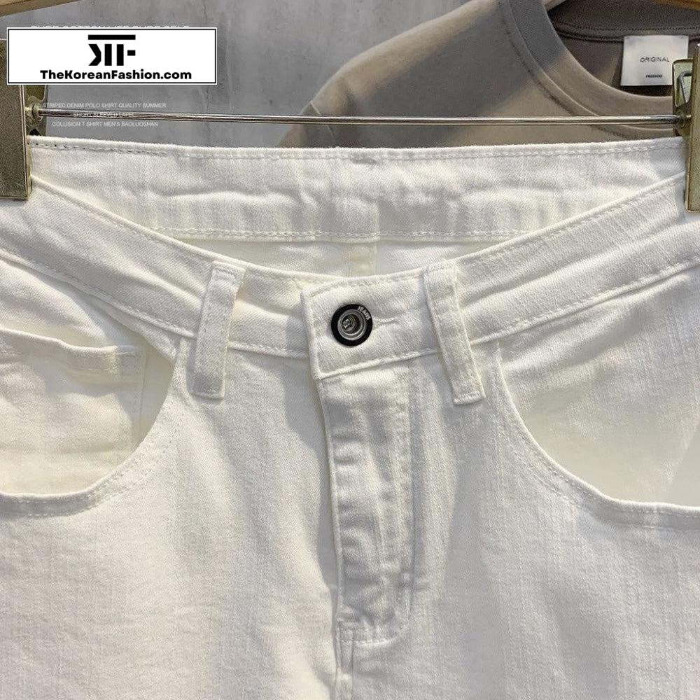 Elastic White Slim Breathable Pants