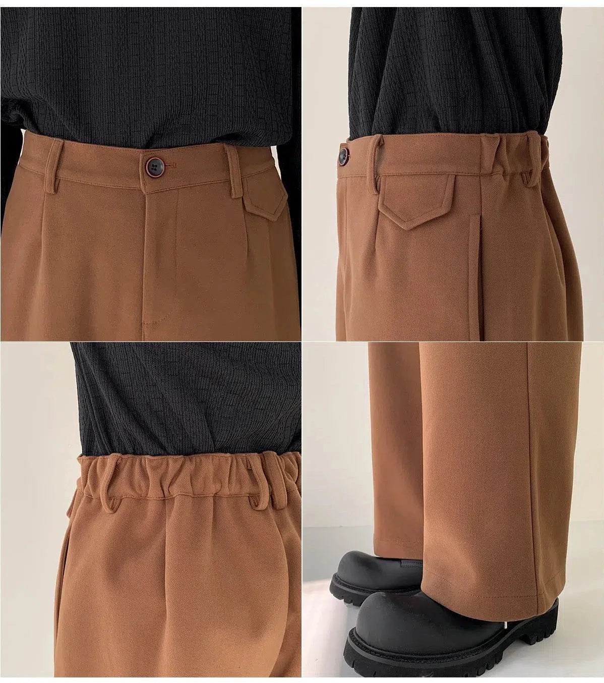 Elastic Wide-leg Woolen Pants