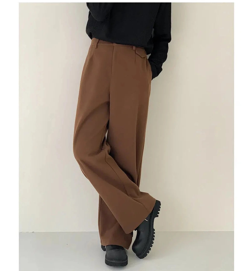 Elastic Wide-leg Woolen Pants