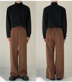 Elastic Wide-leg Woolen Pants