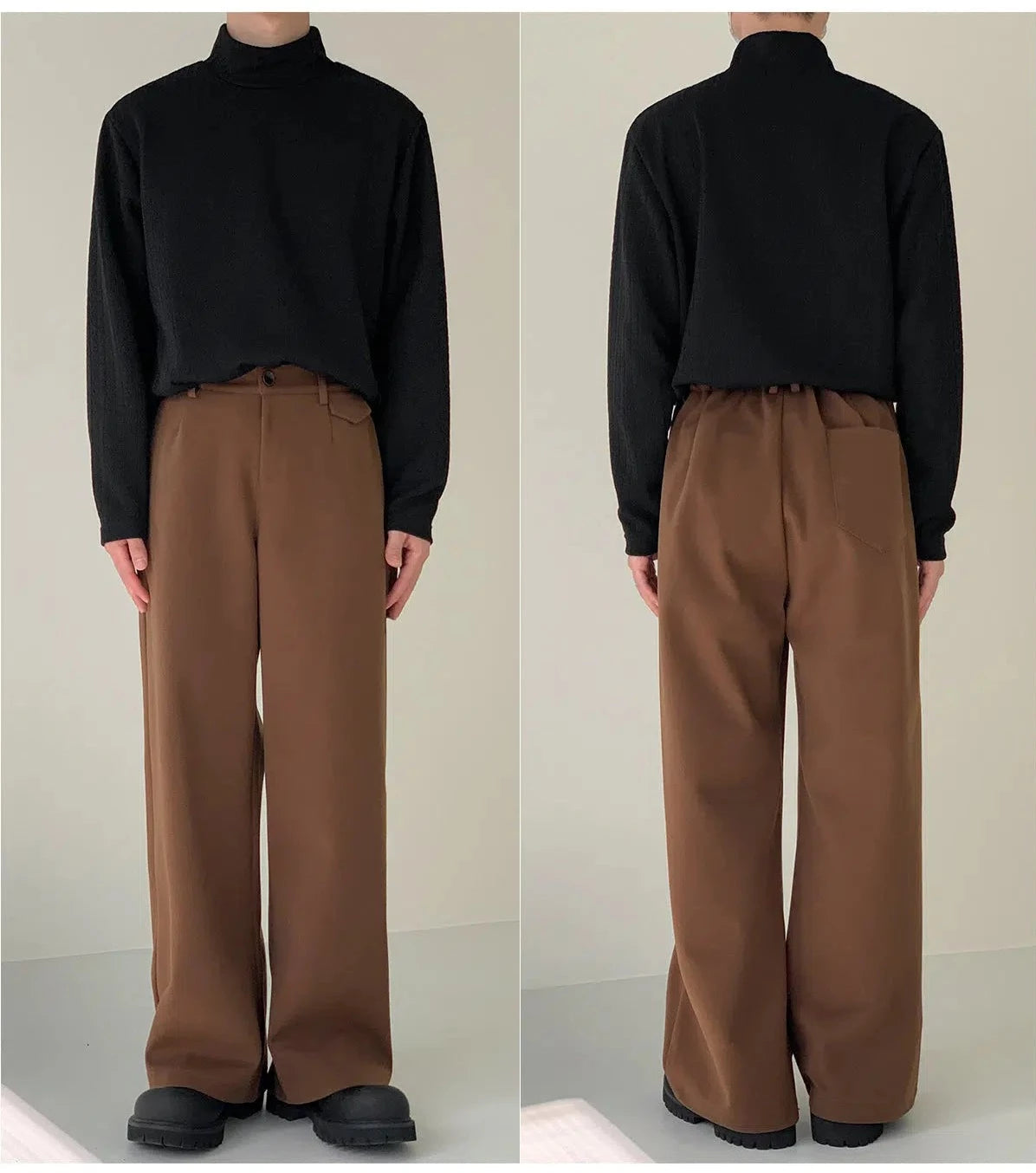 Elastic Wide-leg Woolen Pants
