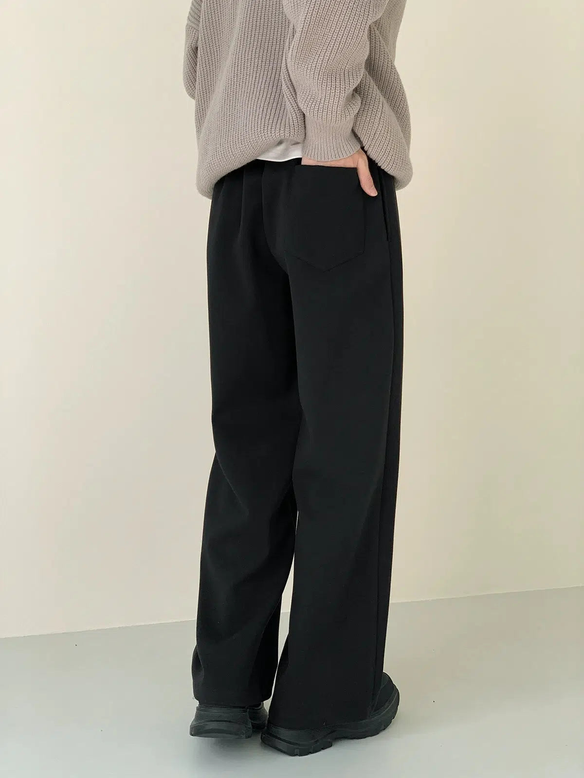 Elastic Wide-leg Woolen Pants