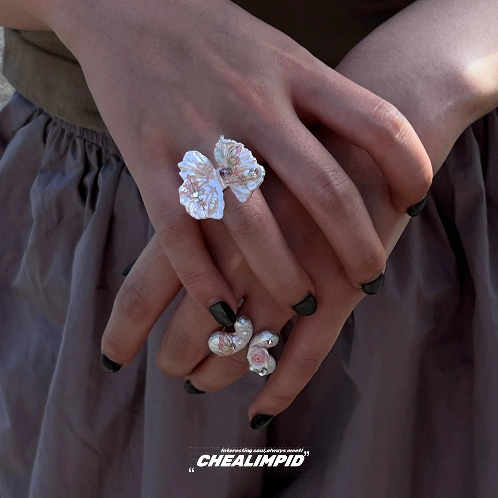 Elegant Floral Adjustable Rings Set