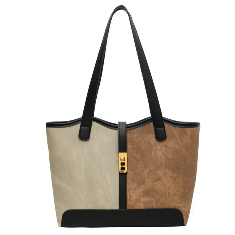Elegant Leather Trim Tote Bag