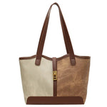Elegant Leather Trim Tote Bag
