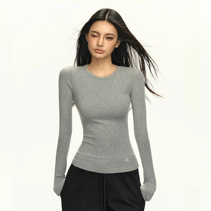 Elegant Long Sleeve Crew Neck Shirt