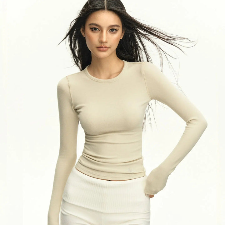 Elegant Long Sleeve Crew Neck Shirt
