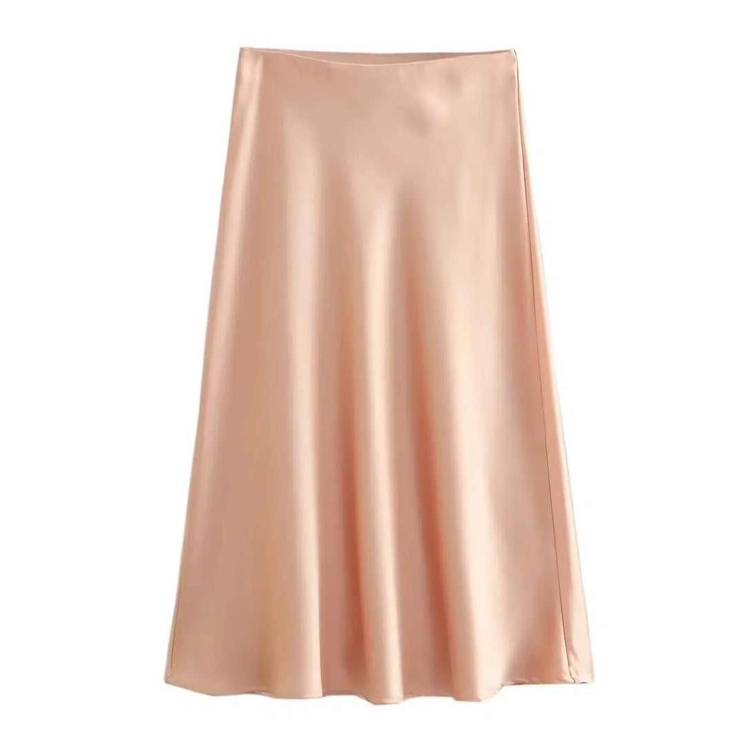 Elegant Midi Satin Skirt