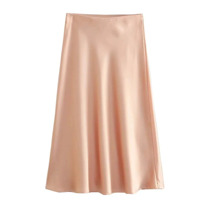 Elegant Midi Satin Skirt