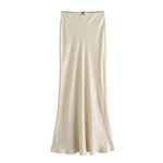 Elegant Satin Midi Skirt
