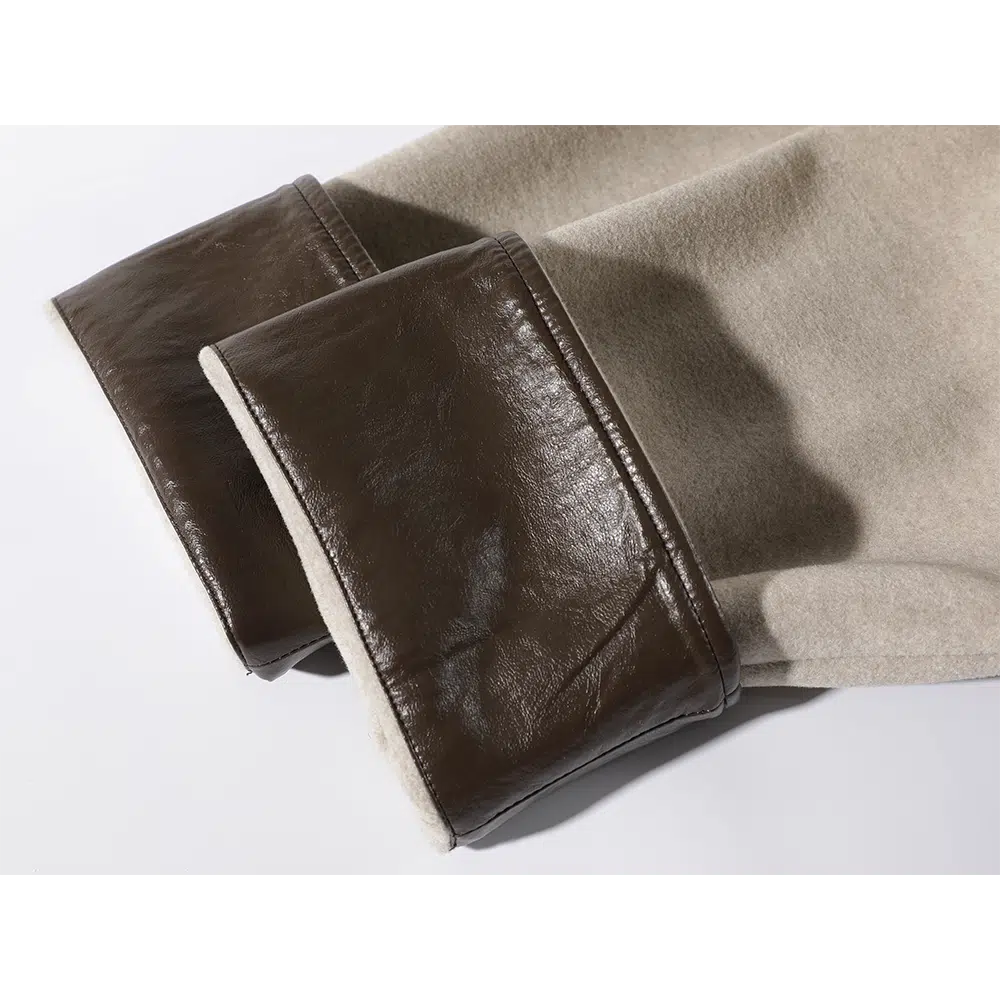 Leather Accents Wool Coats