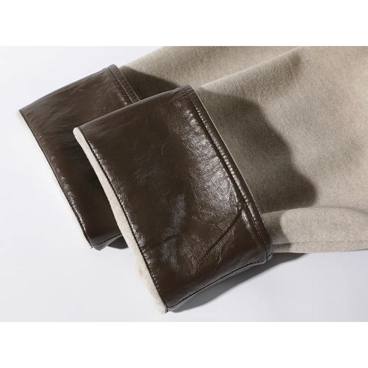 Leather Accents Wool Coats