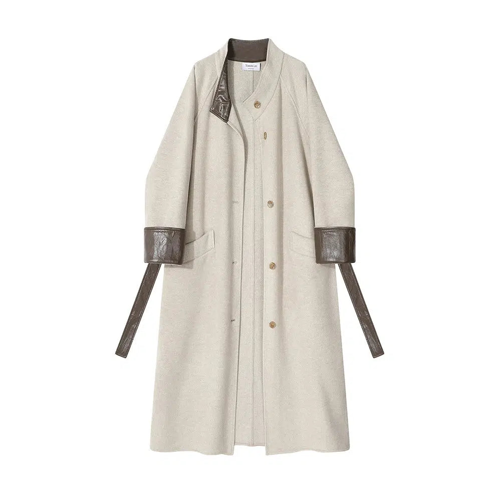Leather Accents Wool Coats