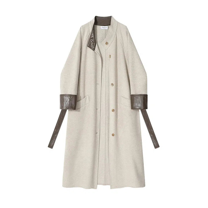 Leather Accents Wool Coats