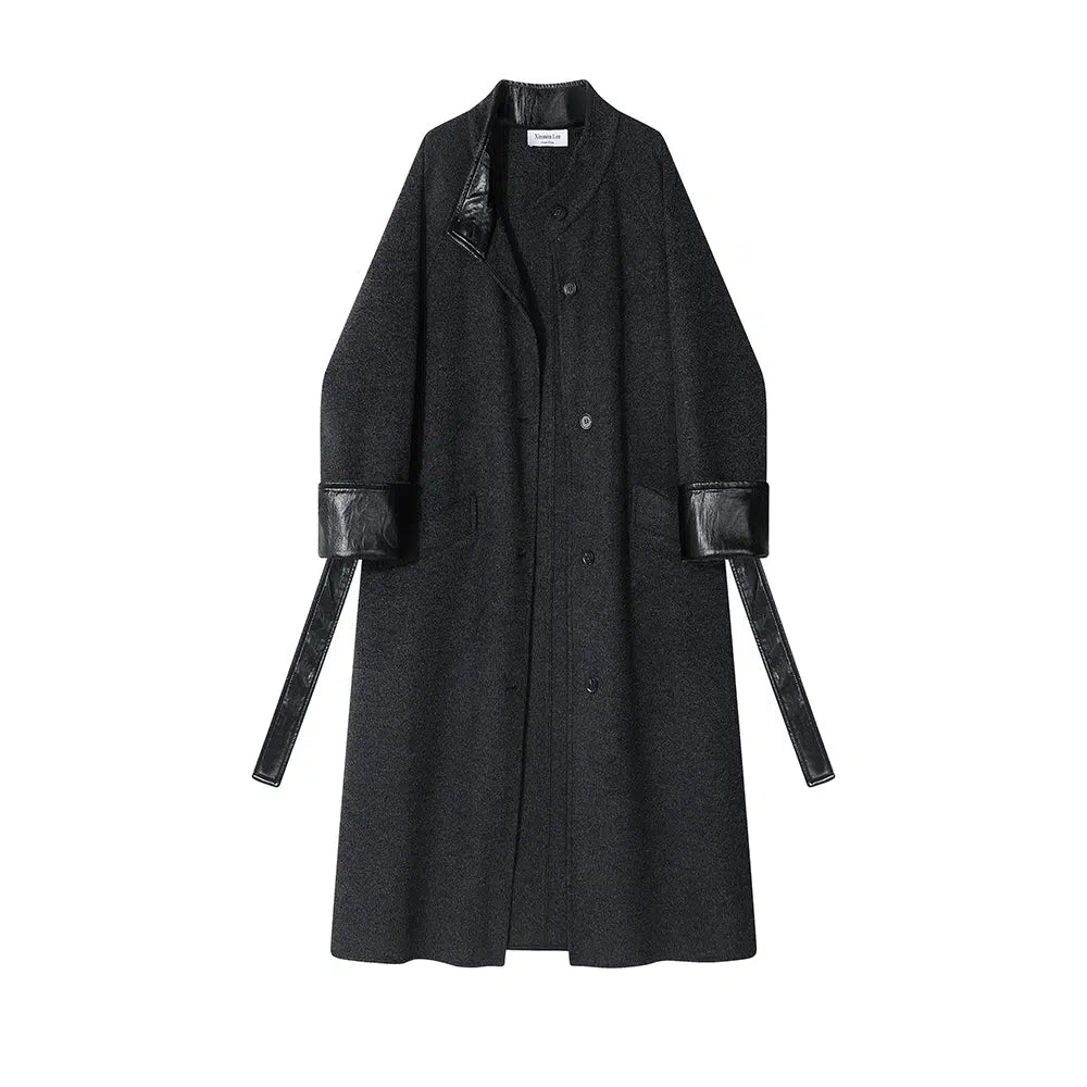 Leather Accents Wool Coats