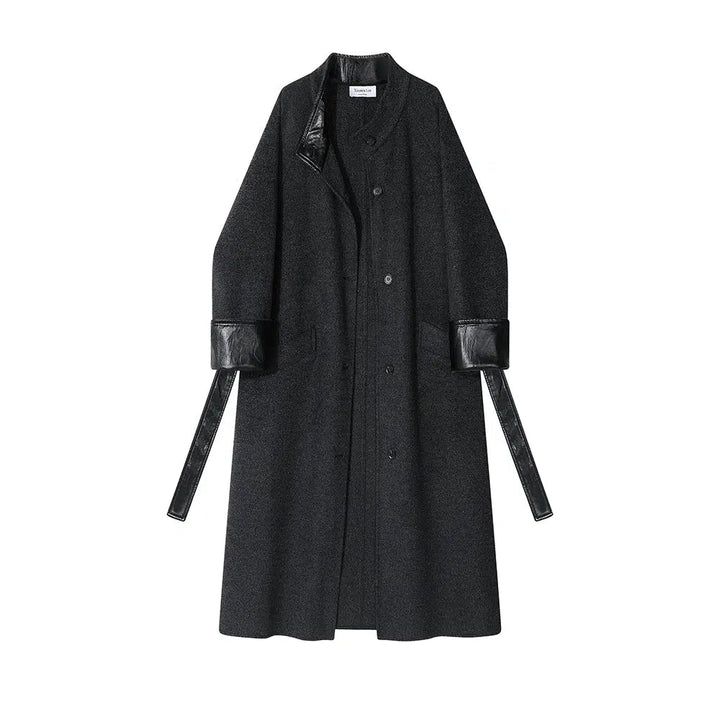 Leather Accents Wool Coats