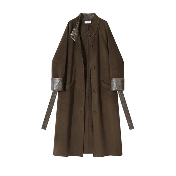 Leather Accents Wool Coats